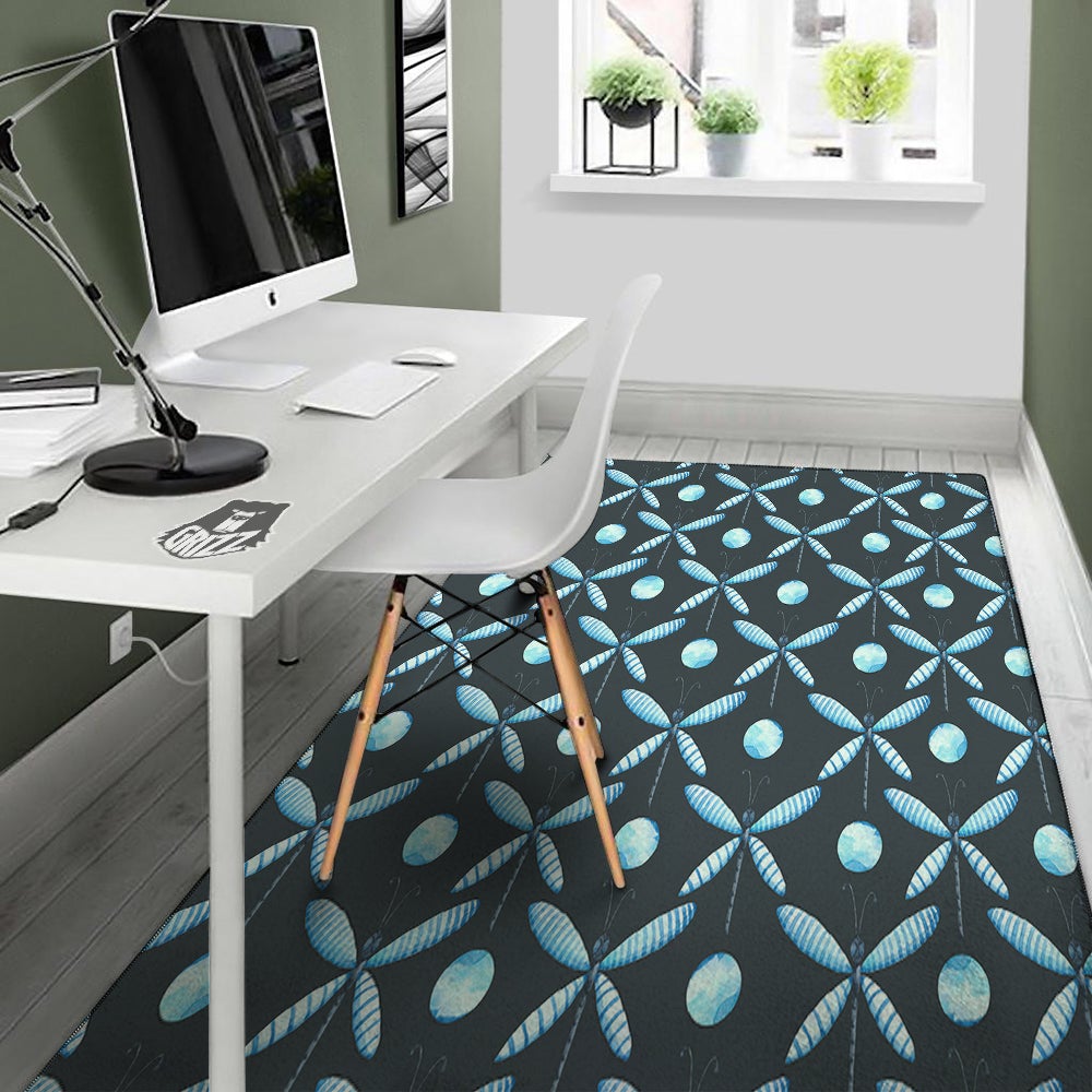 Dragonfly Turquoise Print Pattern Floor Mat-grizzshop