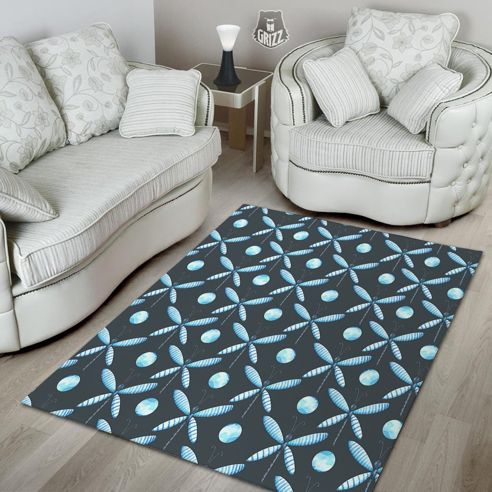 Dragonfly Turquoise Print Pattern Floor Mat-grizzshop