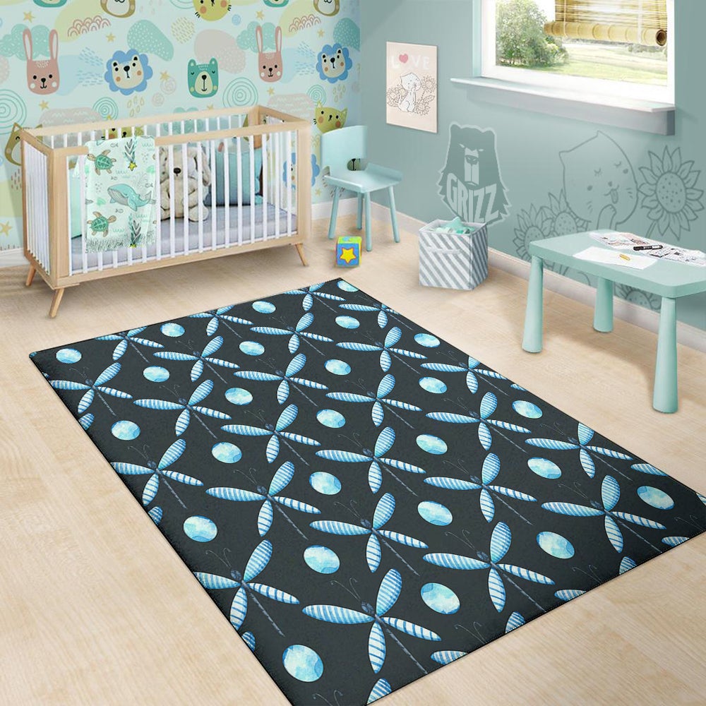Dragonfly Turquoise Print Pattern Floor Mat-grizzshop
