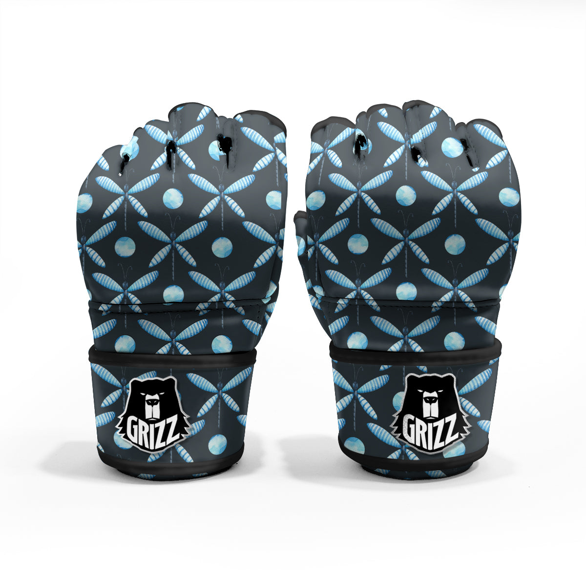 Dragonfly Turquoise Print Pattern MMA Gloves-grizzshop
