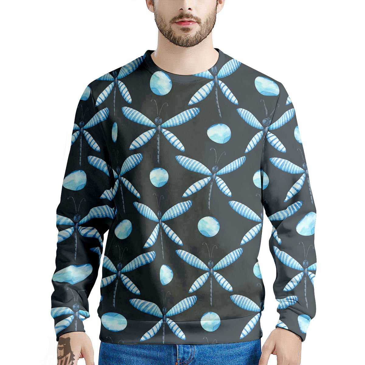 Dragonfly Turquoise Print Pattern Men's Sweatshirt-grizzshop