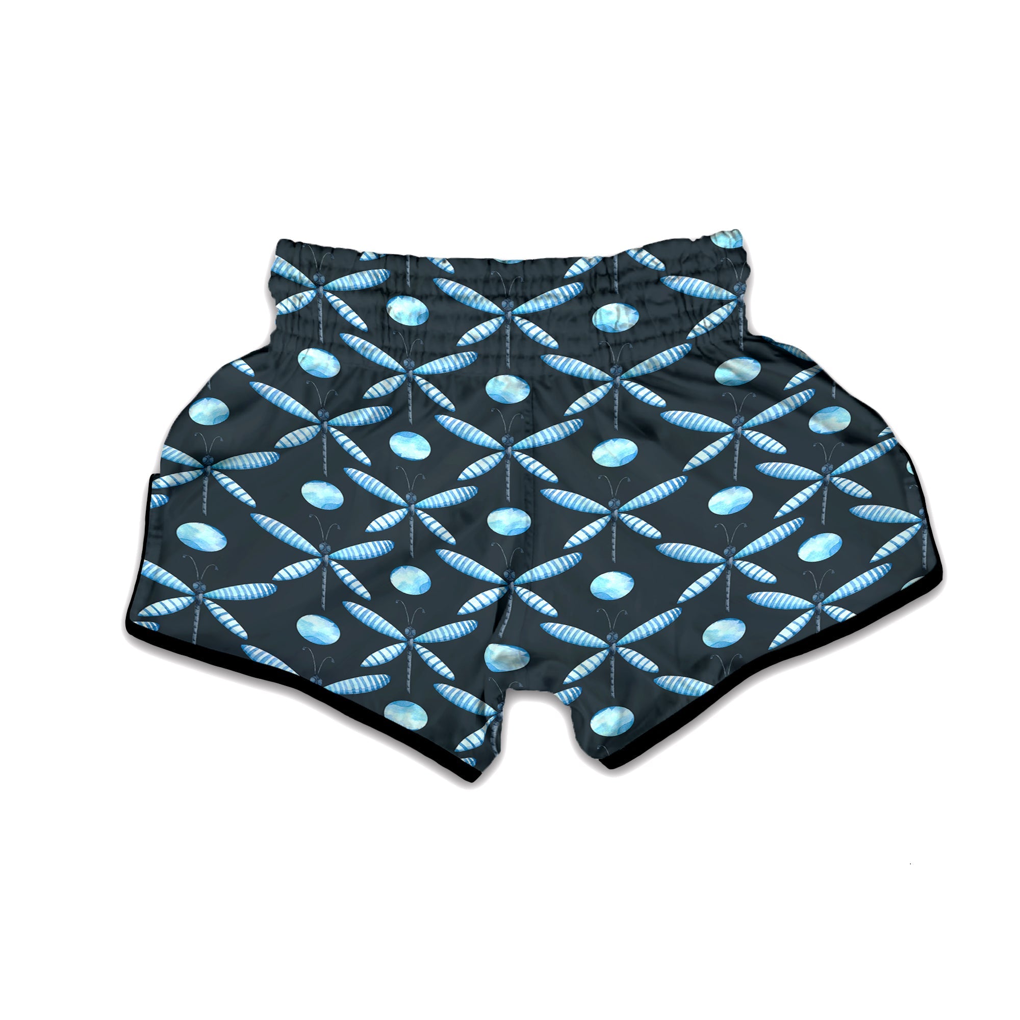 Dragonfly Turquoise Print Pattern Muay Thai Boxing Shorts-grizzshop