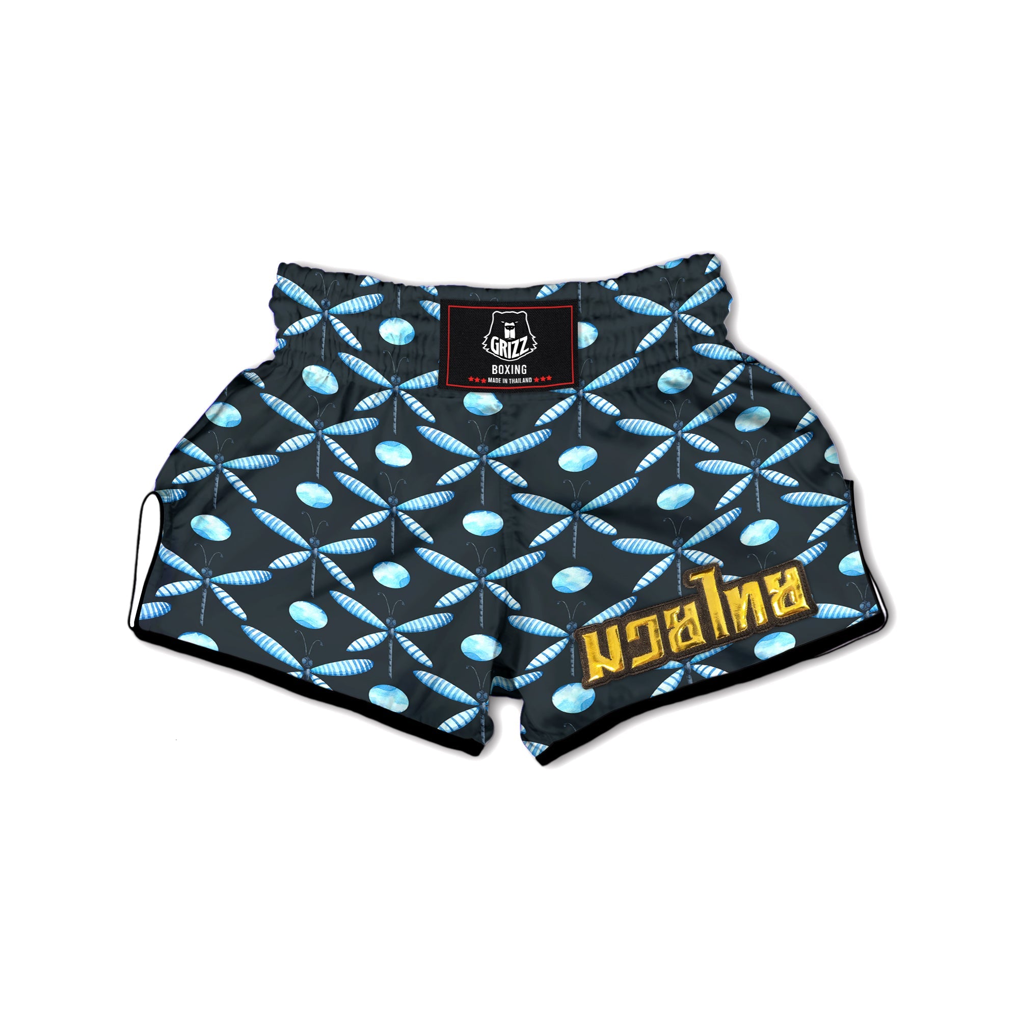 Dragonfly Turquoise Print Pattern Muay Thai Boxing Shorts-grizzshop