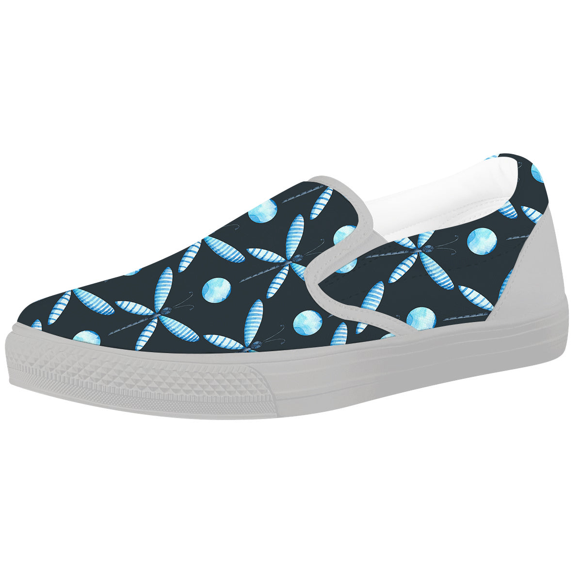 Dragonfly Turquoise Print Pattern White Slip On Shoes-grizzshop