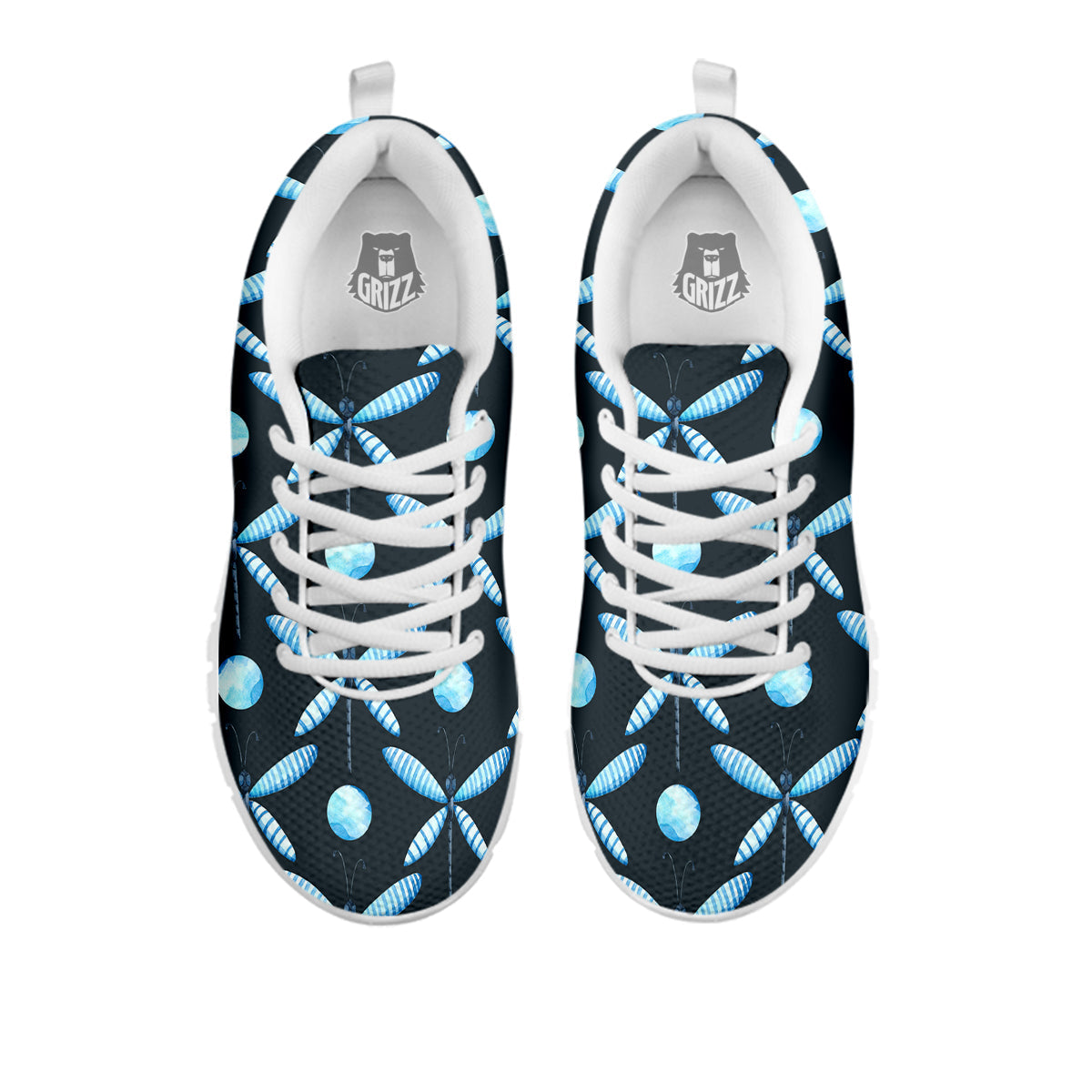 Dragonfly Turquoise Print Pattern White Sneaker-grizzshop