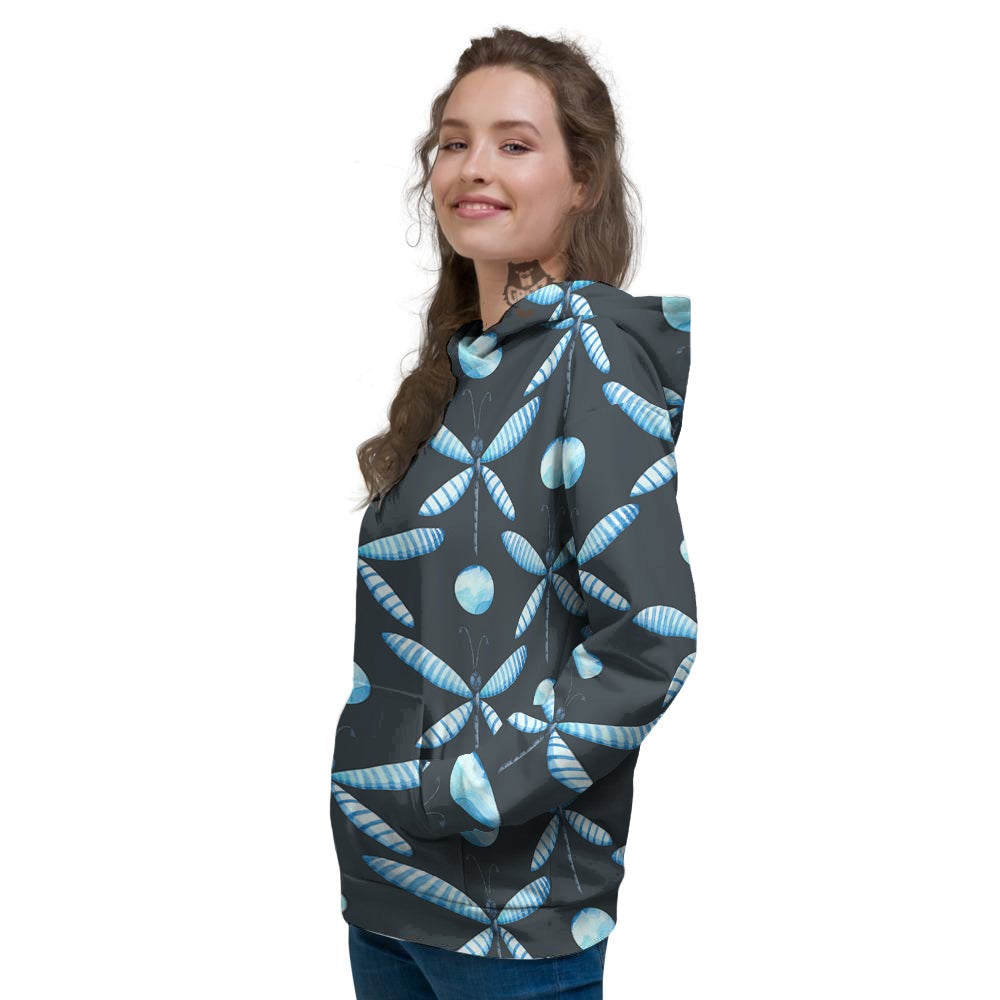 Dragonfly Turquoise Print Pattern Women's Hoodie-grizzshop