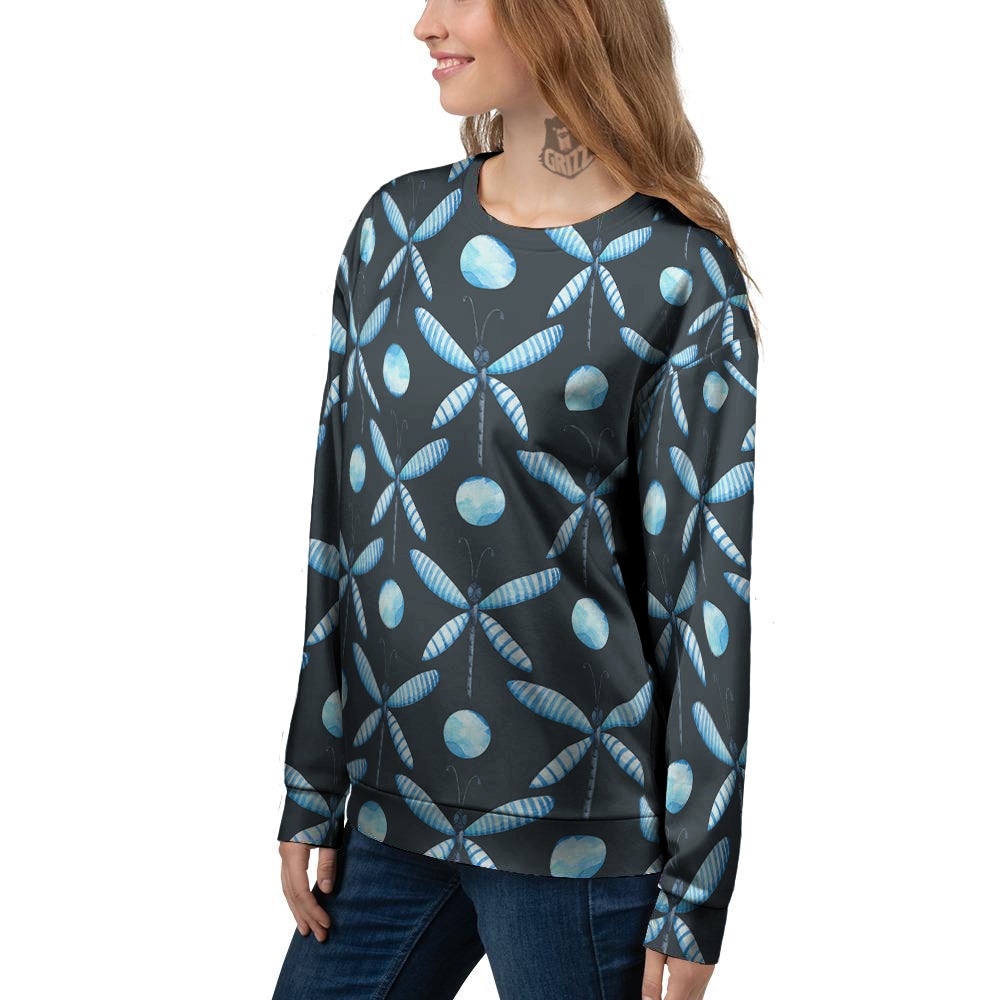 Dragonfly Turquoise Print Pattern Women's Sweatshirt-grizzshop