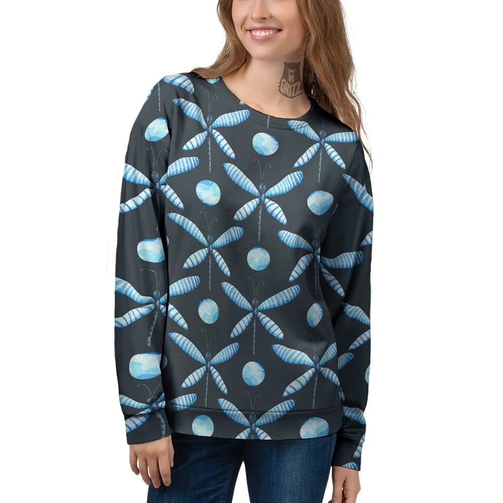 Dragonfly Turquoise Print Pattern Women's Sweatshirt-grizzshop