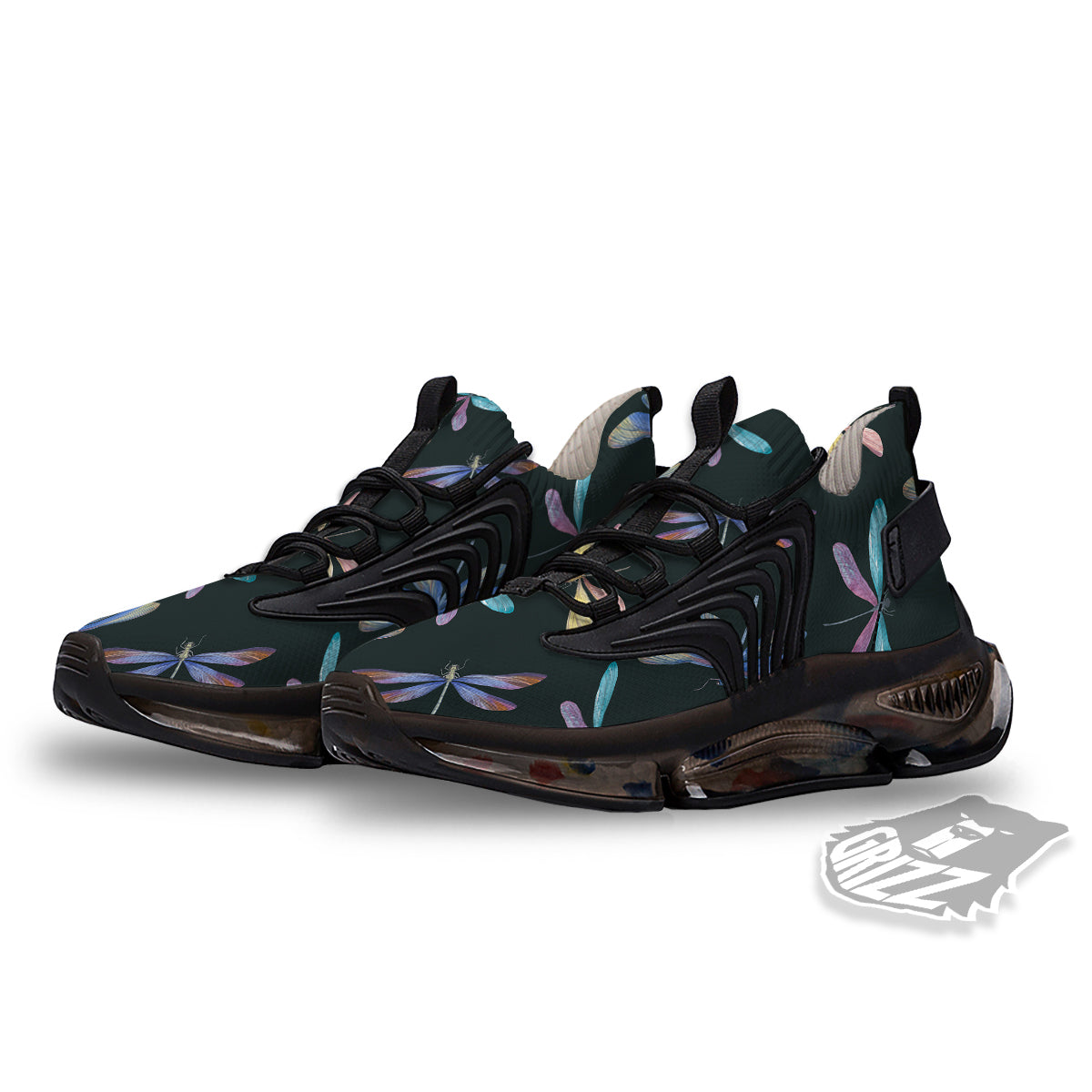 Dragonfly Vintage Print Pattern Black Gym Shoes-grizzshop