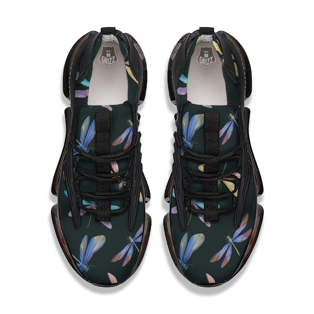 Dragonfly Vintage Print Pattern Black Gym Shoes-grizzshop