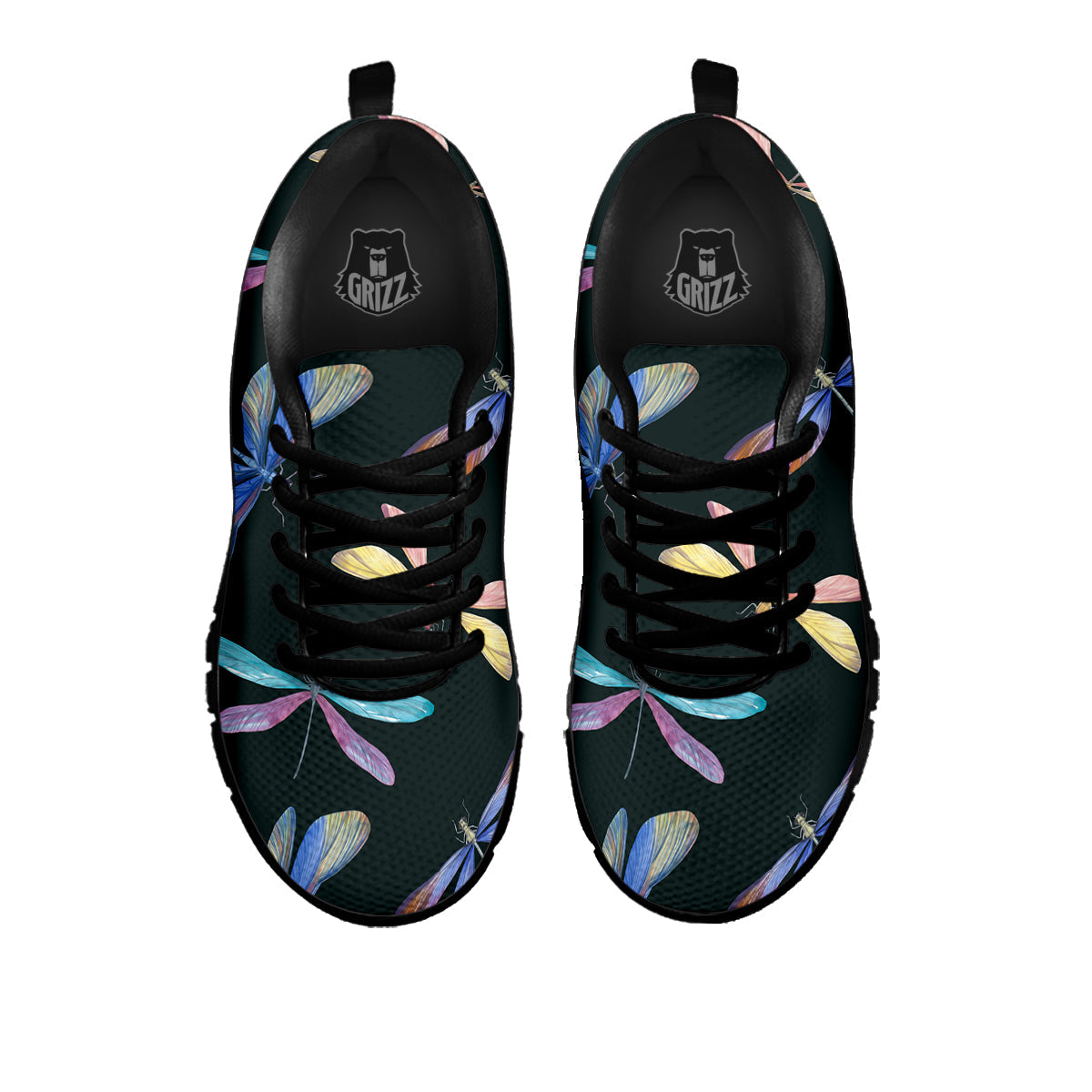 Dragonfly Vintage Print Pattern Black Sneaker-grizzshop