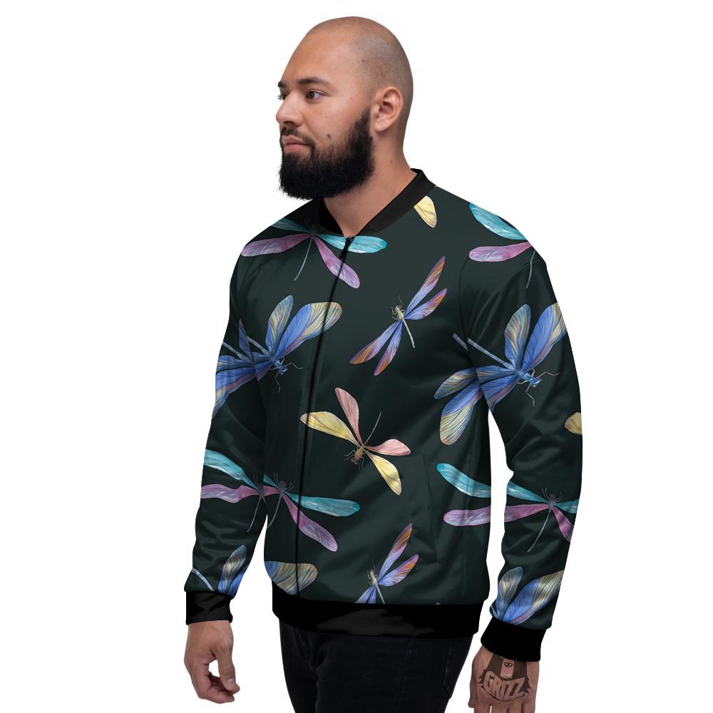 Dragonfly Vintage Print Pattern Men's Bomber Jacket-grizzshop