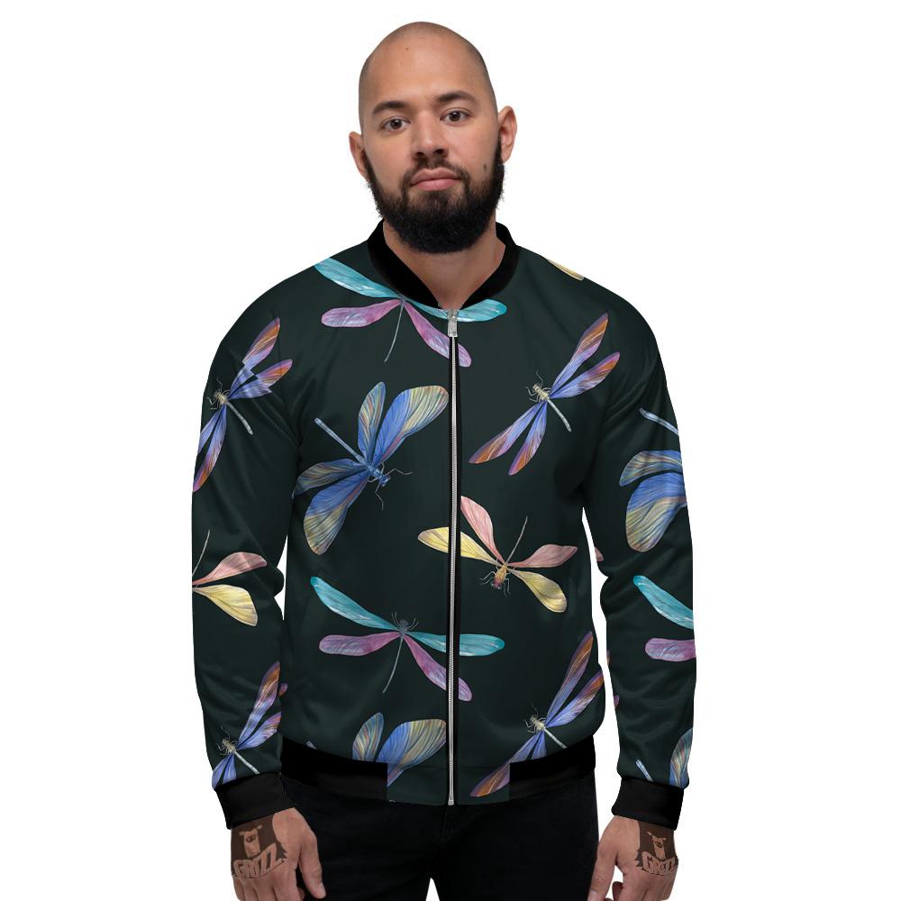 Dragonfly Vintage Print Pattern Men's Bomber Jacket-grizzshop