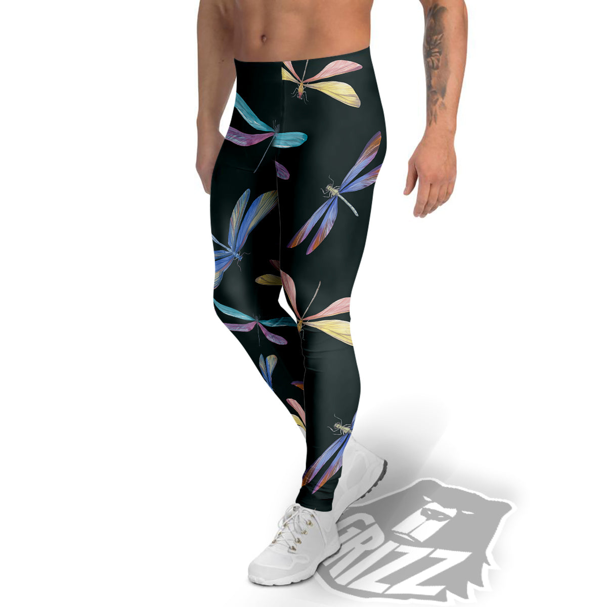 Dragonfly Vintage Print Pattern Men's Leggings-grizzshop