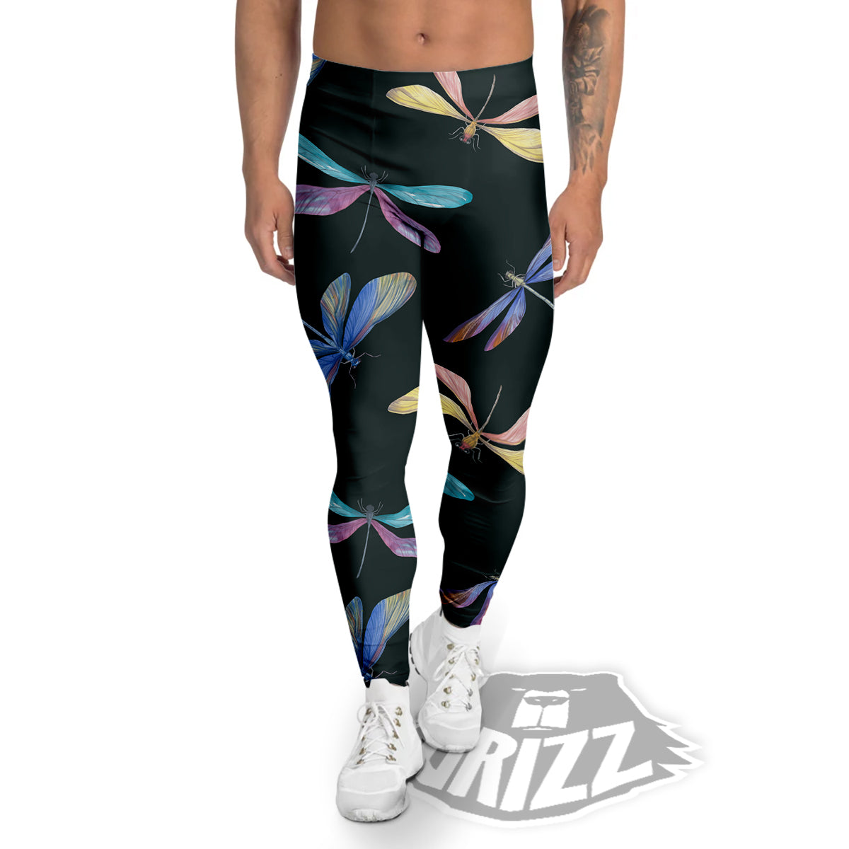 Dragonfly Vintage Print Pattern Men's Leggings-grizzshop