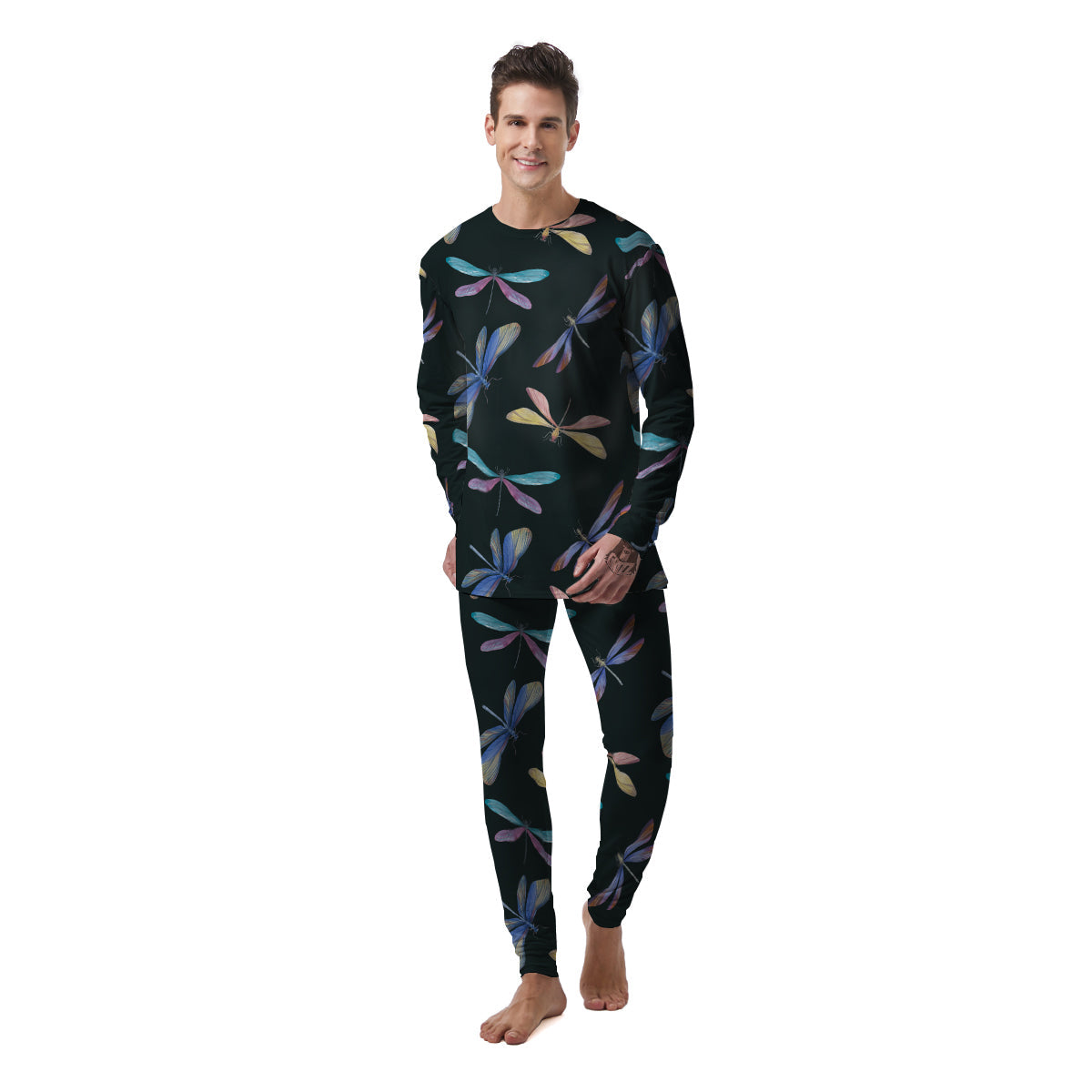 Dragonfly Vintage Print Pattern Men's Pajamas-grizzshop