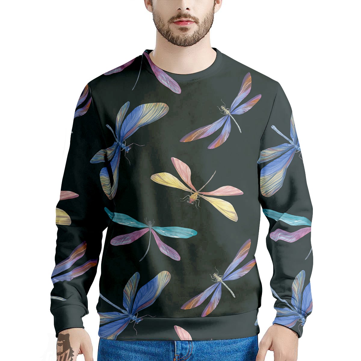 Dragonfly Vintage Print Pattern Men's Sweatshirt-grizzshop