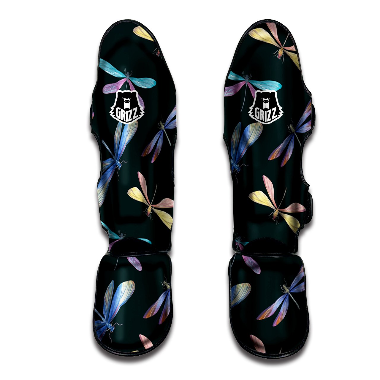 Dragonfly Vintage Print Pattern Muay Thai Shin Guards-grizzshop