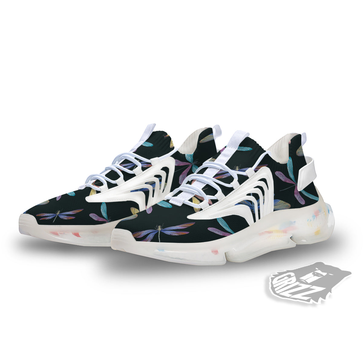 Dragonfly Vintage Print Pattern White Gym Shoes-grizzshop