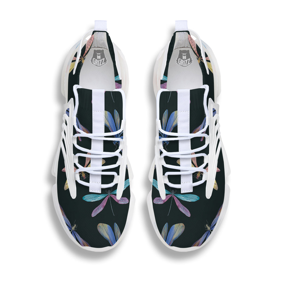 Dragonfly Vintage Print Pattern White Gym Shoes-grizzshop