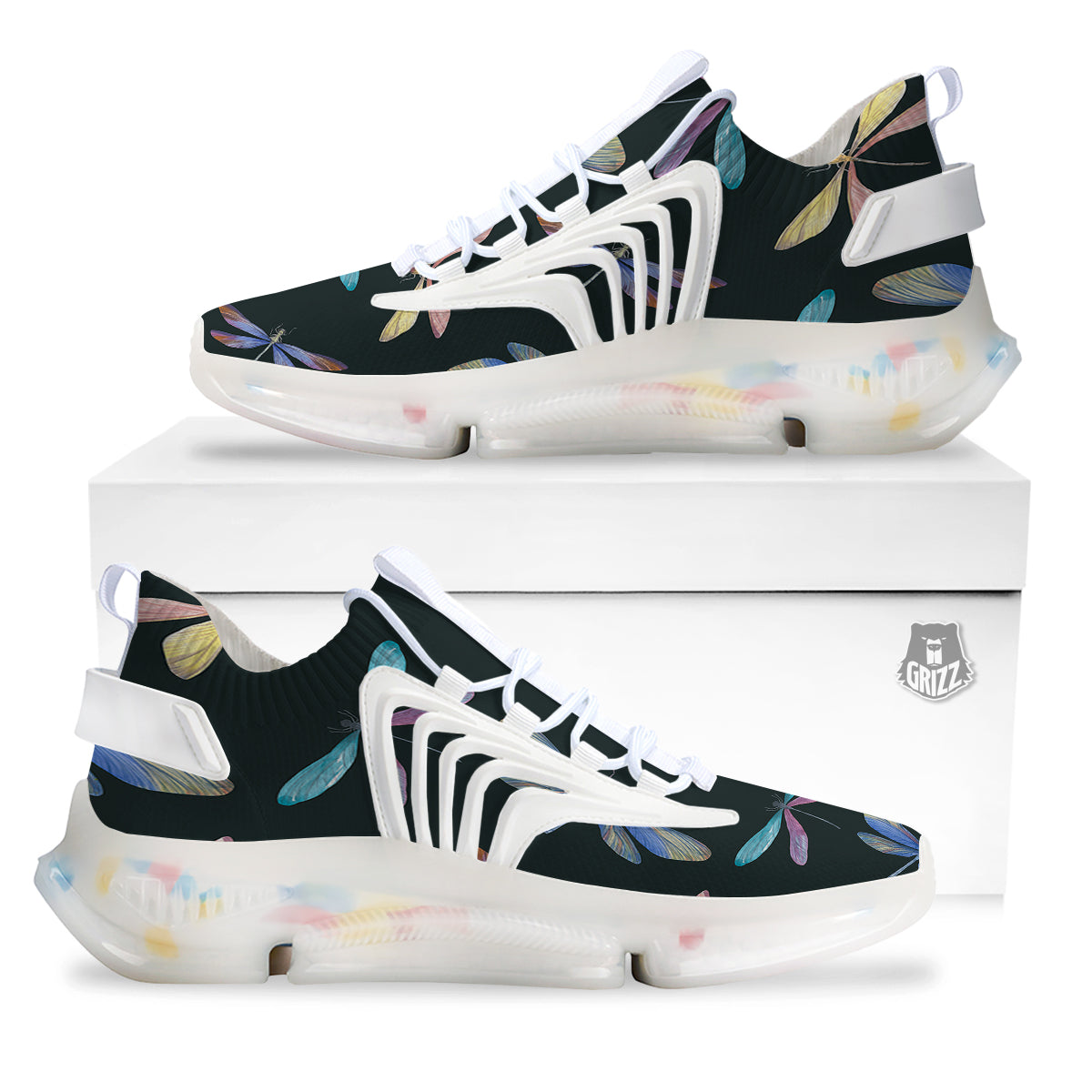 Dragonfly Vintage Print Pattern White Gym Shoes-grizzshop