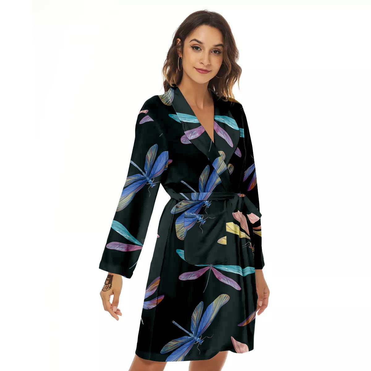 Dragonfly Vintage Print Pattern Women's Robe-grizzshop