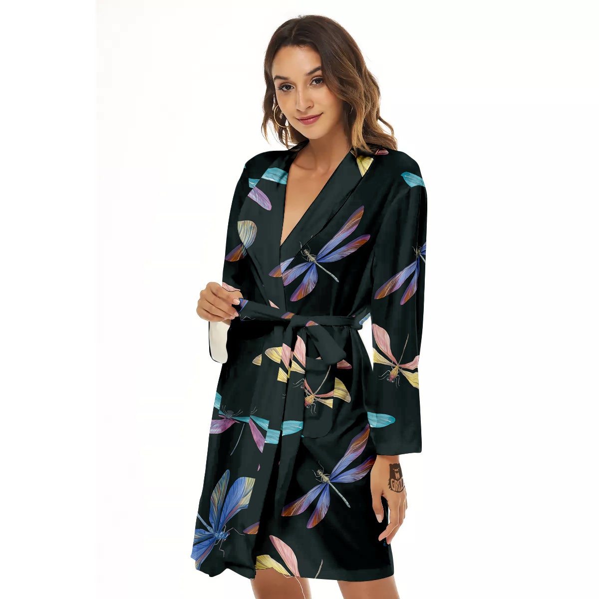 Dragonfly Vintage Print Pattern Women's Robe-grizzshop