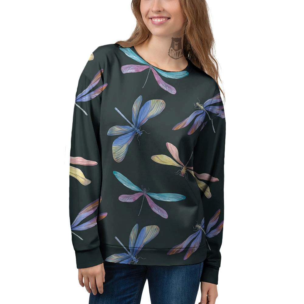Dragonfly Vintage Print Pattern Women's Sweatshirt-grizzshop
