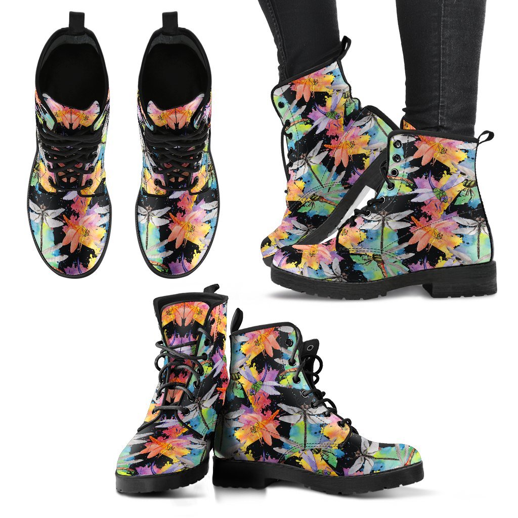 Dragonfly Watercolor Handcrafted Boots-grizzshop