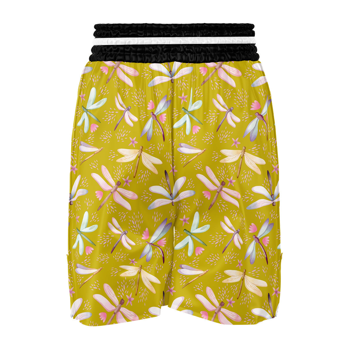 Dragonfly Yellow Watercolor Print Pattern Boxing Shorts-grizzshop