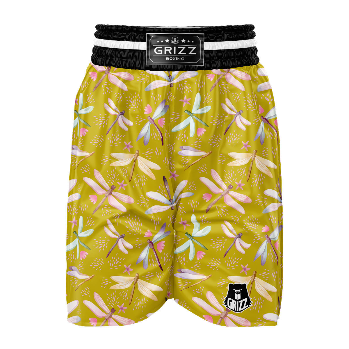 Dragonfly Yellow Watercolor Print Pattern Boxing Shorts-grizzshop
