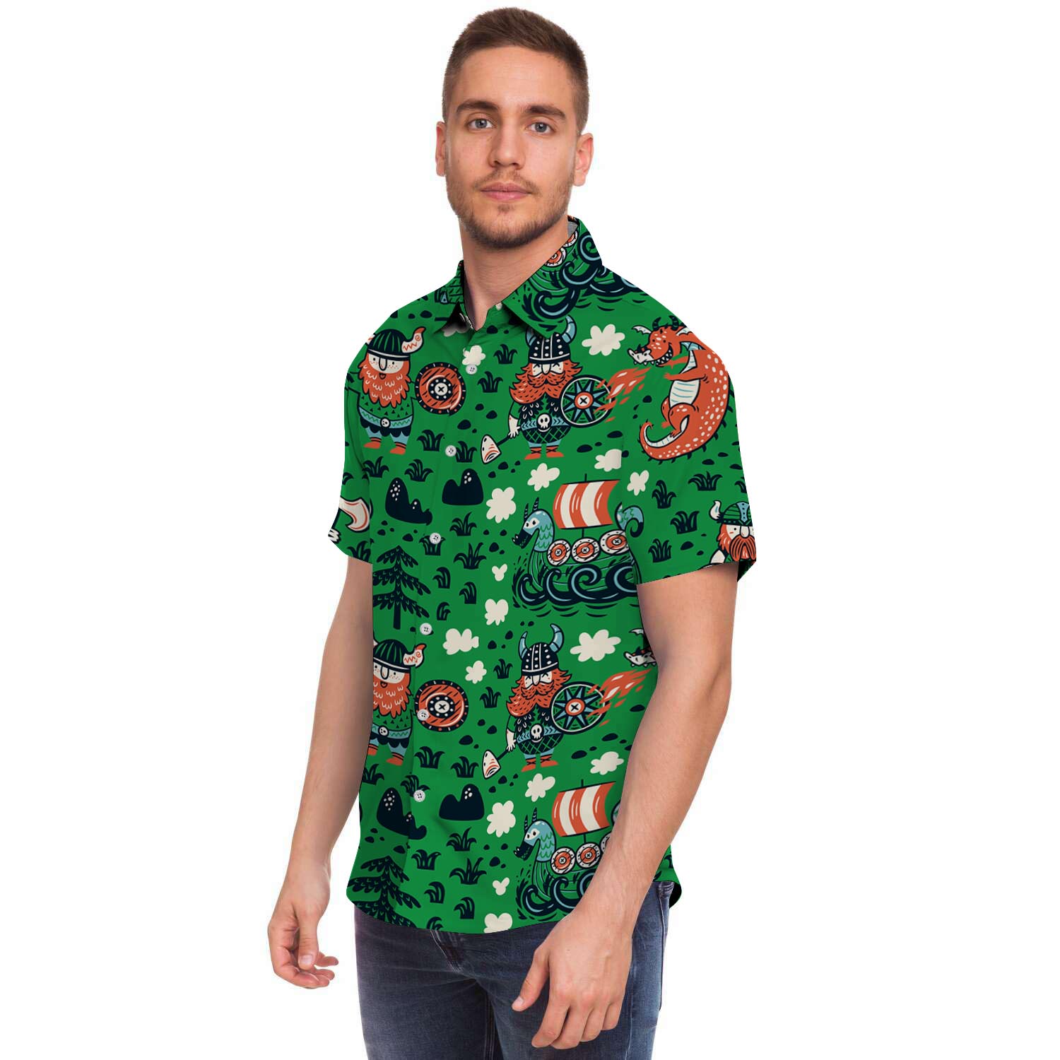 Drakkar Dragon Viking Men's Short Sleeve Shirt-grizzshop