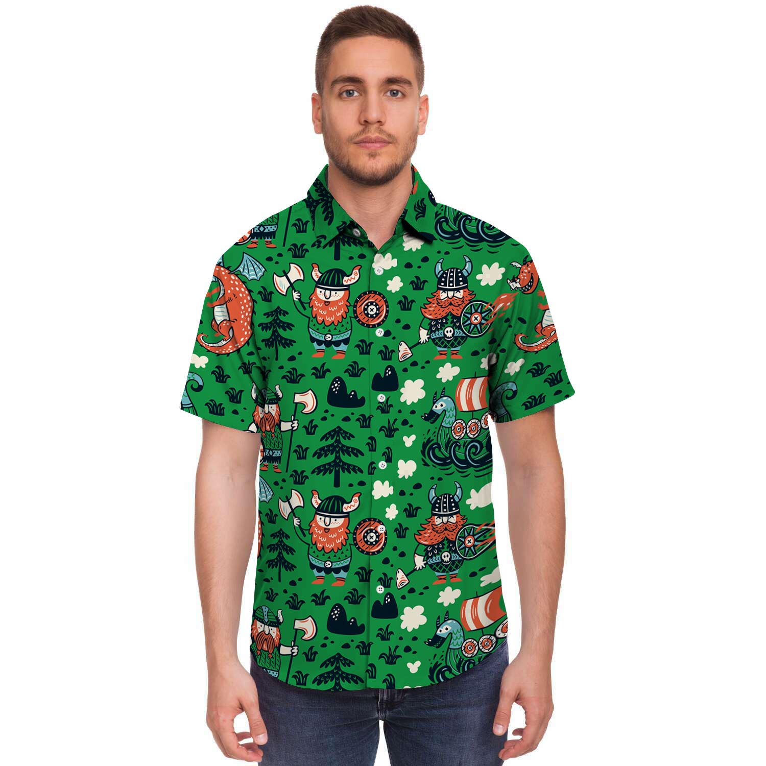 Drakkar Dragon Viking Men's Short Sleeve Shirt-grizzshop