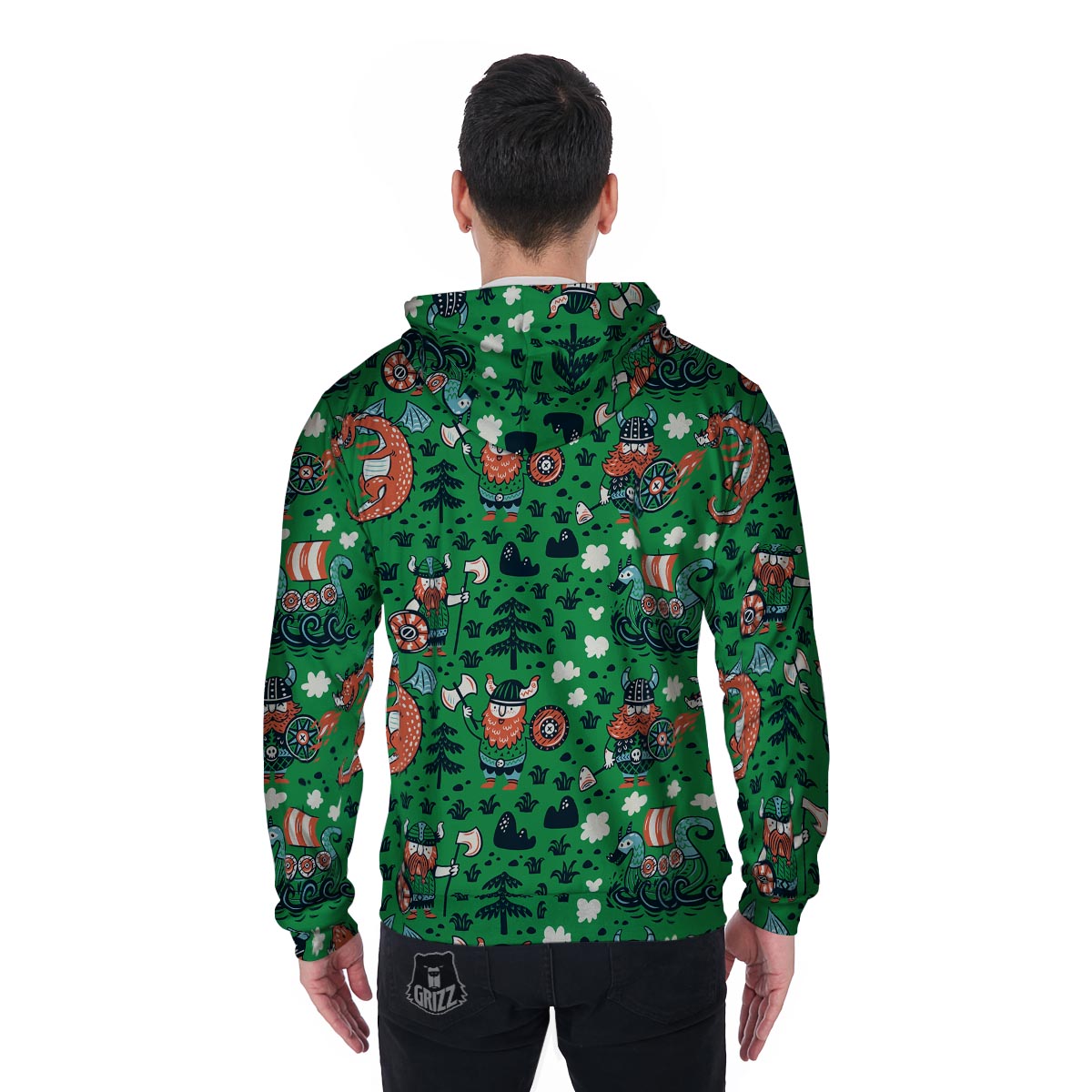Drakkar Dragon Viking Men's Zip Up Hoodie-grizzshop