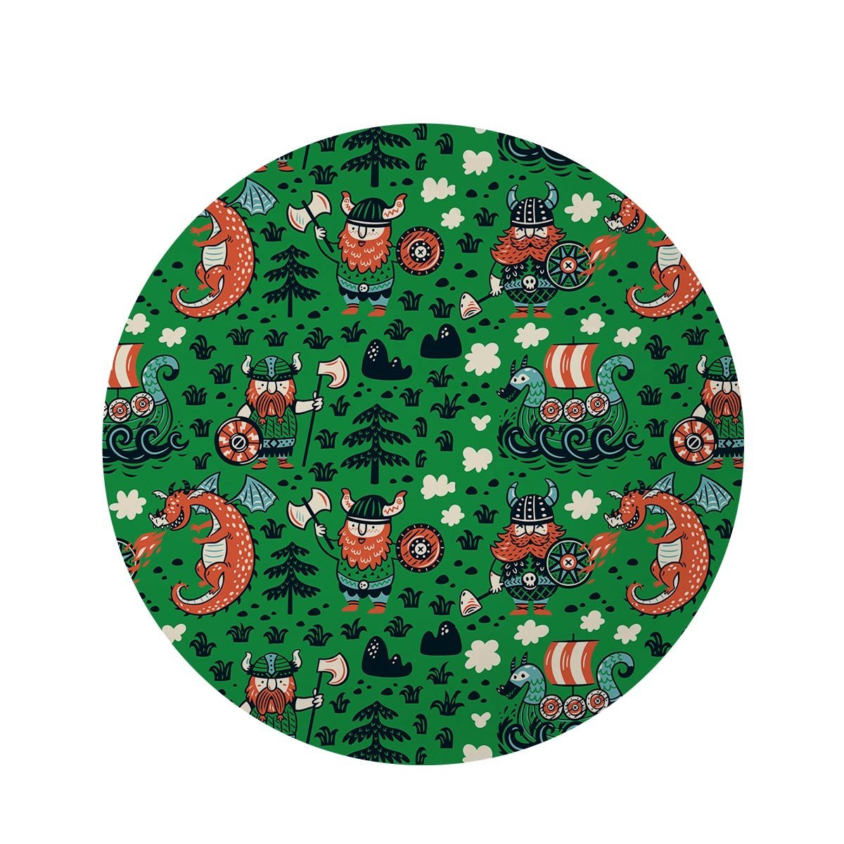 Drakkar Dragon Viking Round Rug-grizzshop