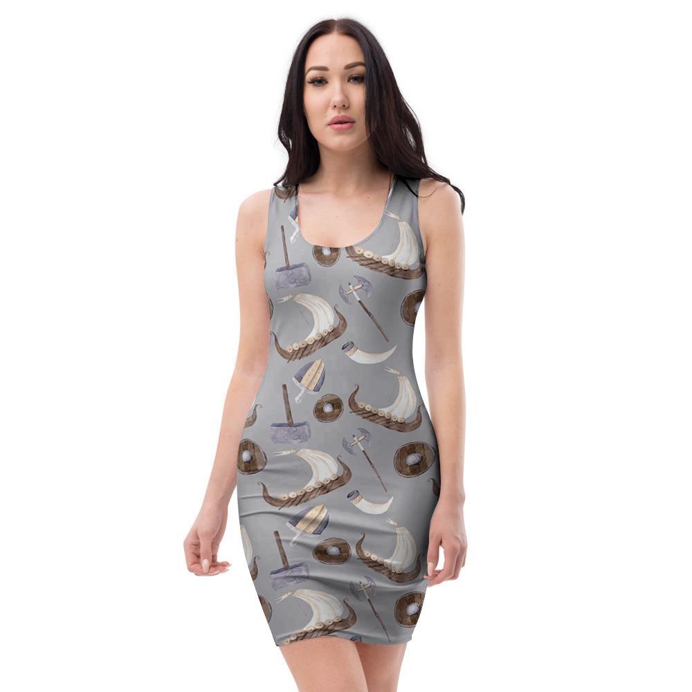 Drakkar Viking Ship Bodycon Dress-grizzshop