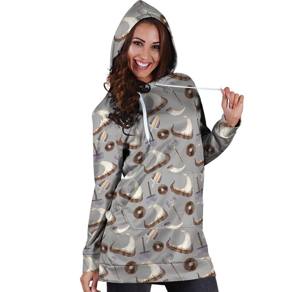 Drakkar Viking Ship Hoodie Dress-grizzshop