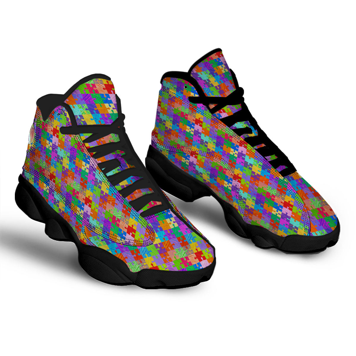 Drawing Autism Awareness Print Black Basketball Shoes-grizzshop