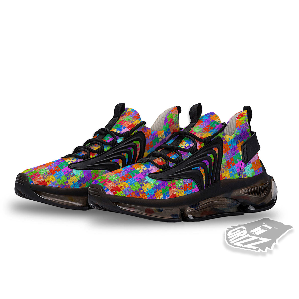 Drawing Autism Awareness Print Black Gym Shoes-grizzshop