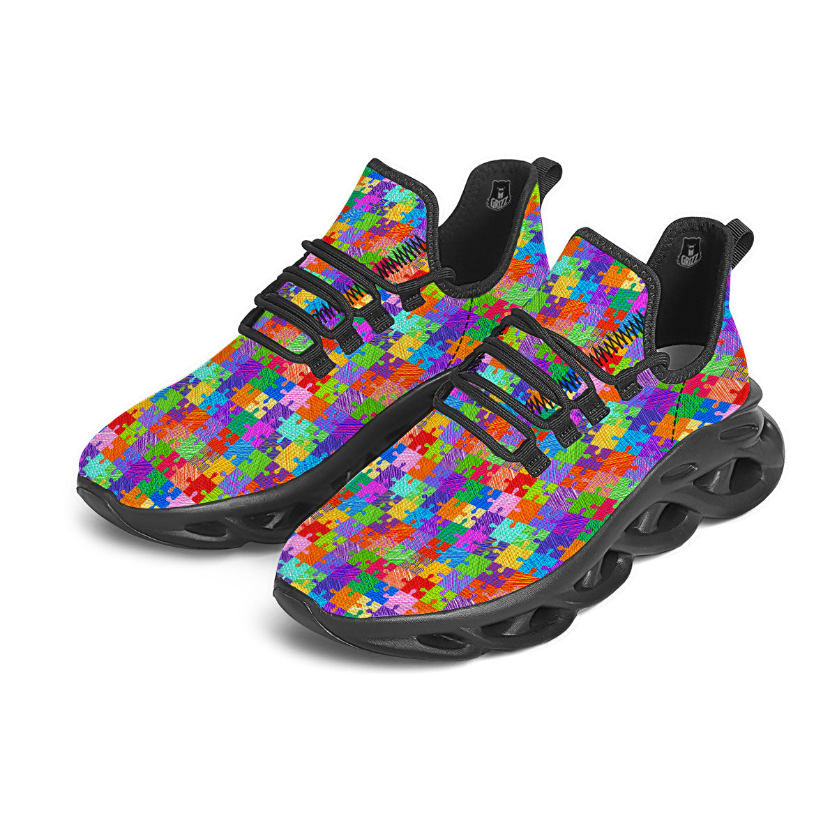 Drawing Autism Awareness Print Black Running Shoes-grizzshop