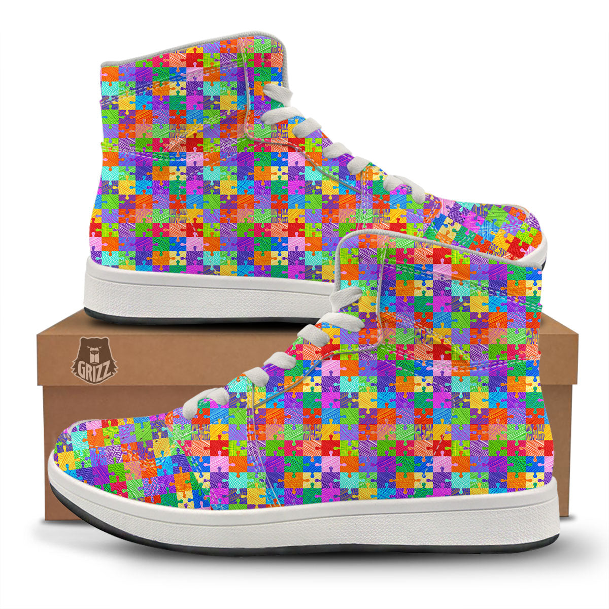 Drawing Autism Awareness Print High Top Sneakers-grizzshop