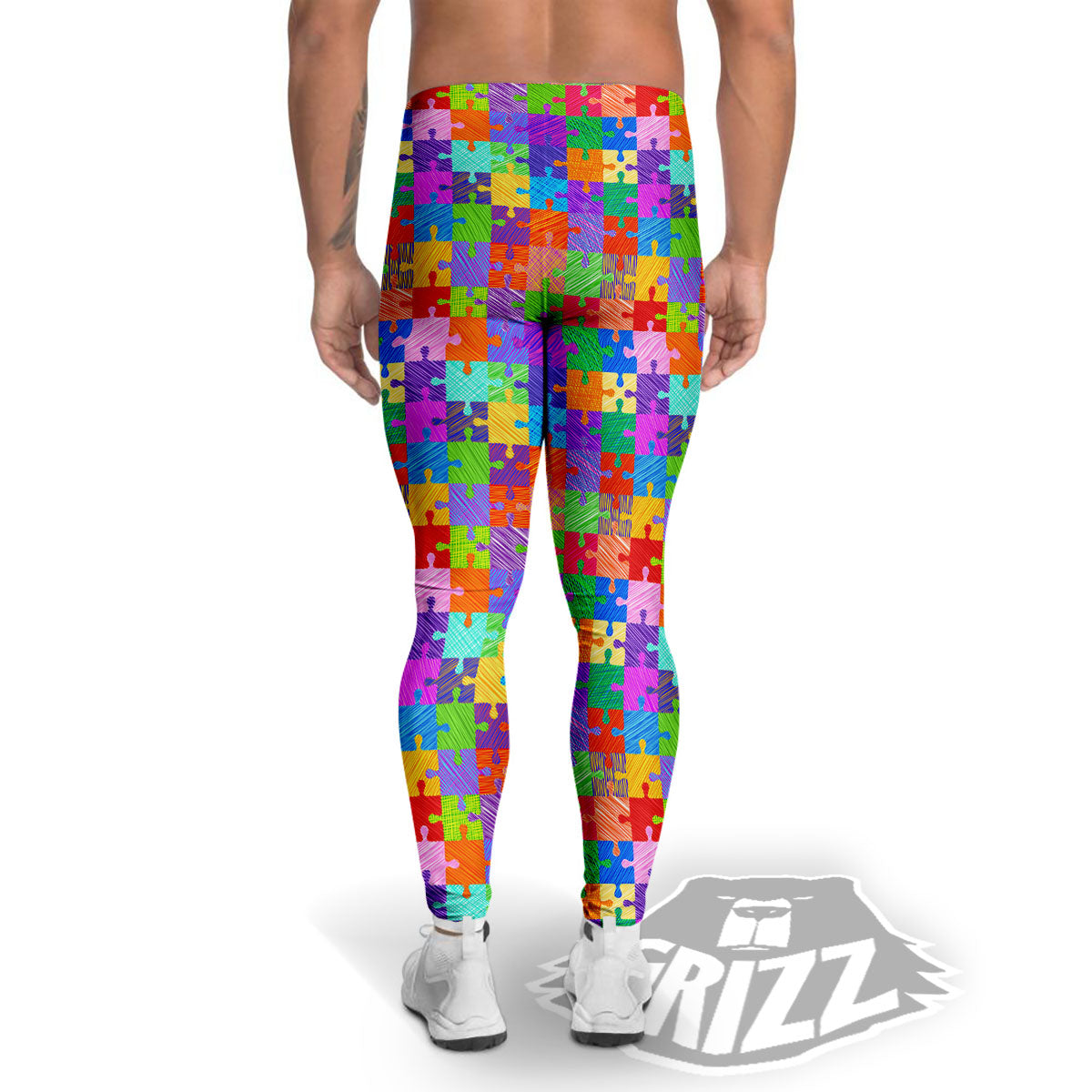 Drawing Autism Awareness Print Men's Leggings-grizzshop