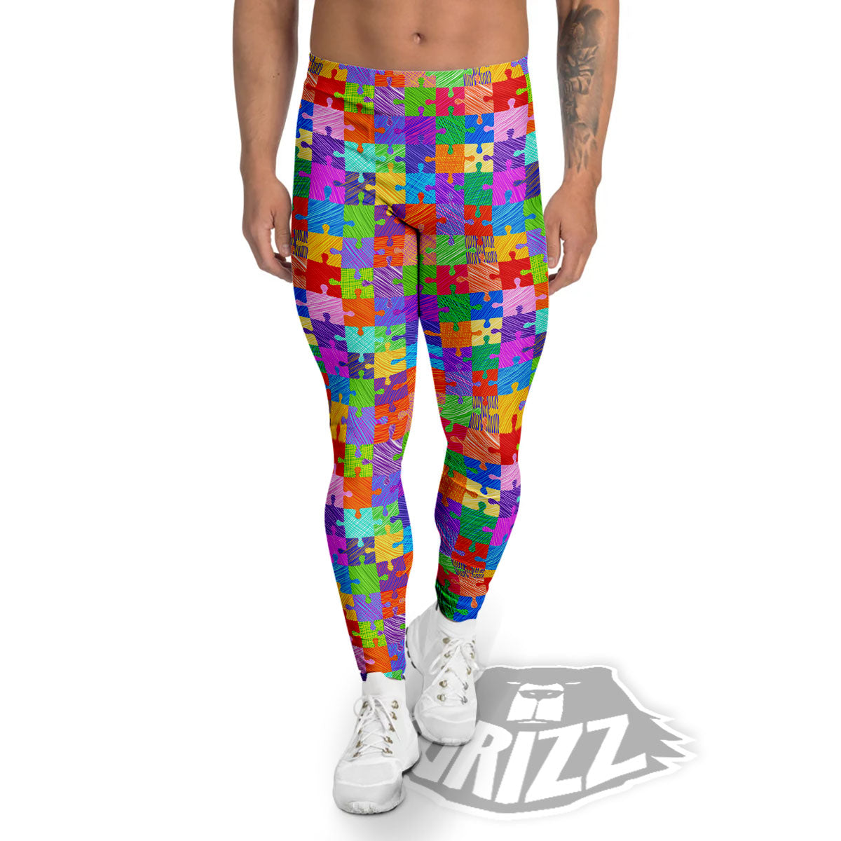 Drawing Autism Awareness Print Men's Leggings-grizzshop