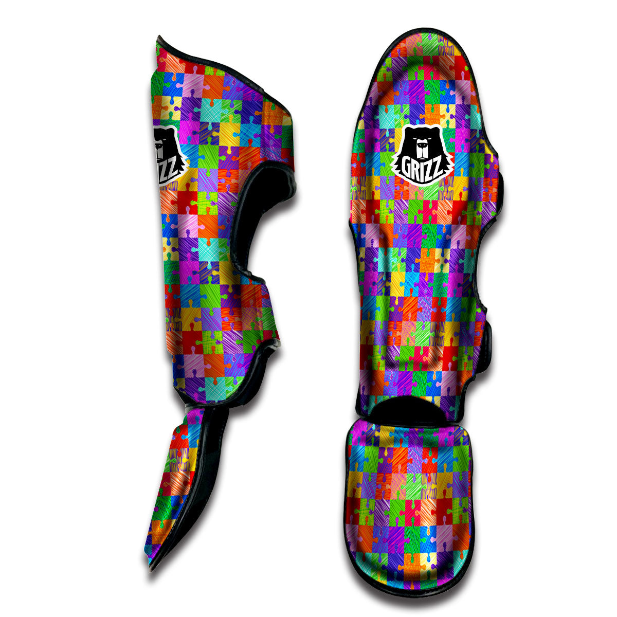 Drawing Autism Awareness Print Muay Thai Shin Guards-grizzshop