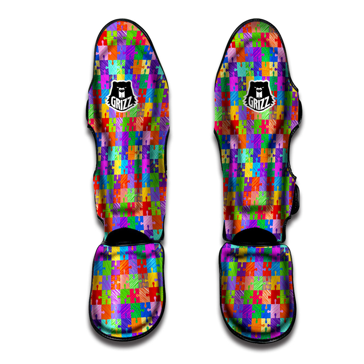 Drawing Autism Awareness Print Muay Thai Shin Guards-grizzshop