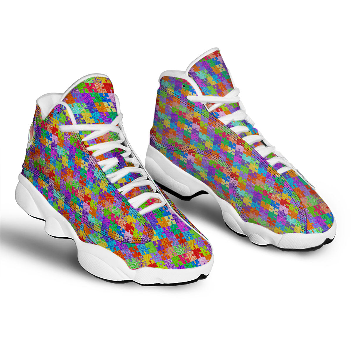 Drawing Autism Awareness Print White Basketball Shoes-grizzshop