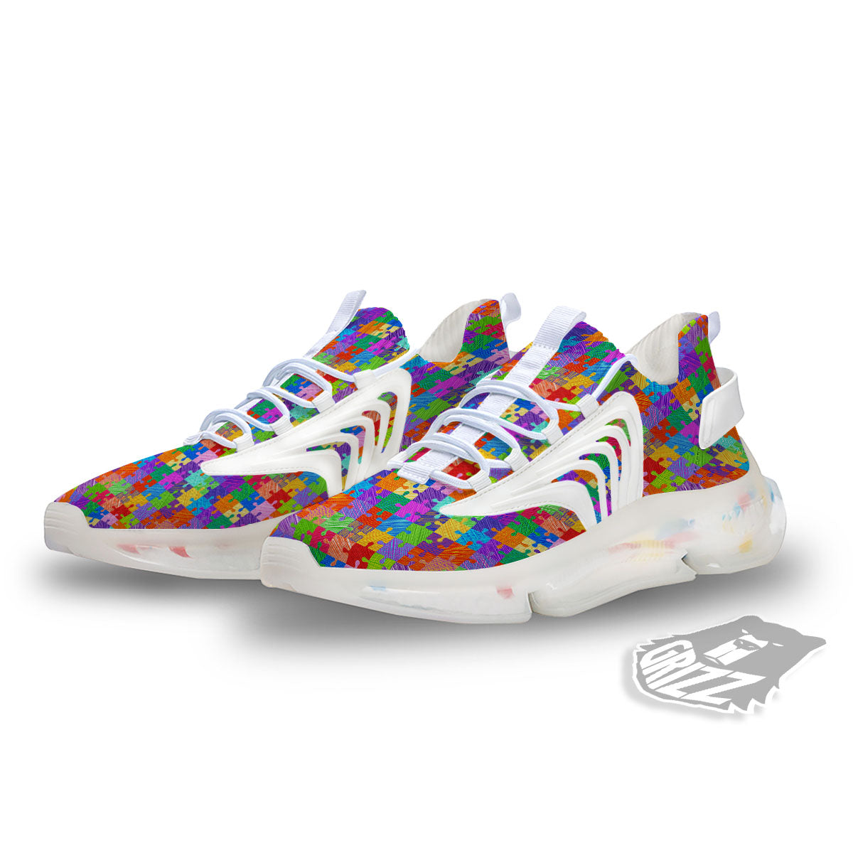 Drawing Autism Awareness Print White Gym Shoes-grizzshop