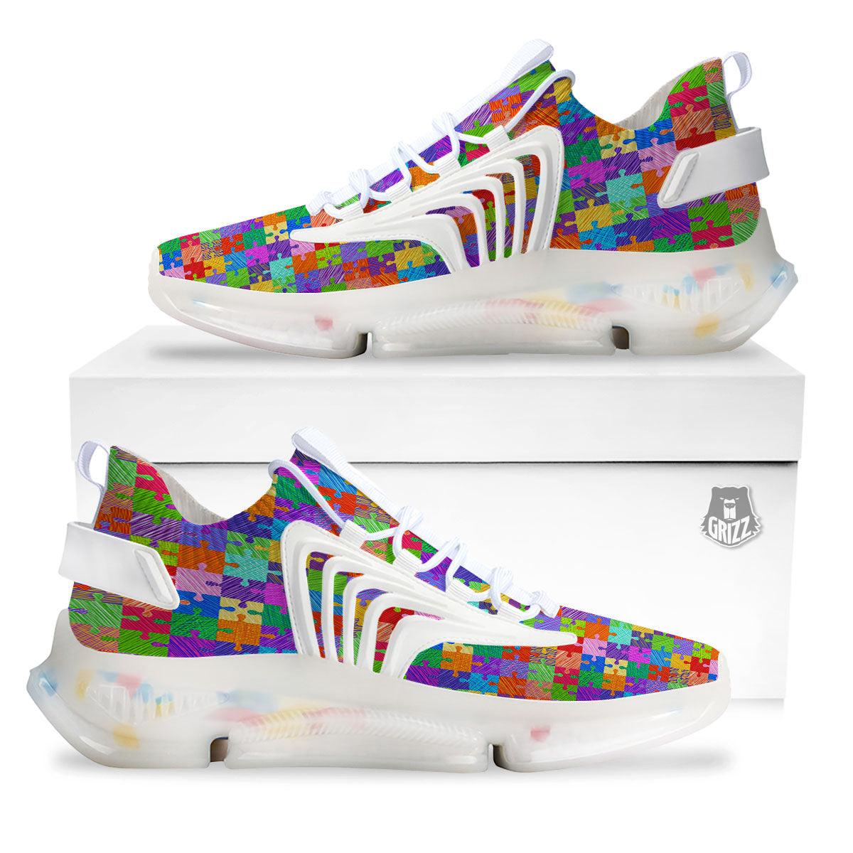 Drawing Autism Awareness Print White Gym Shoes-grizzshop