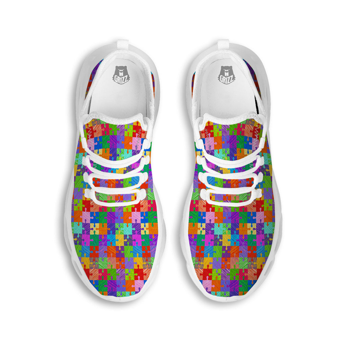 Drawing Autism Awareness Print White Running Shoes-grizzshop