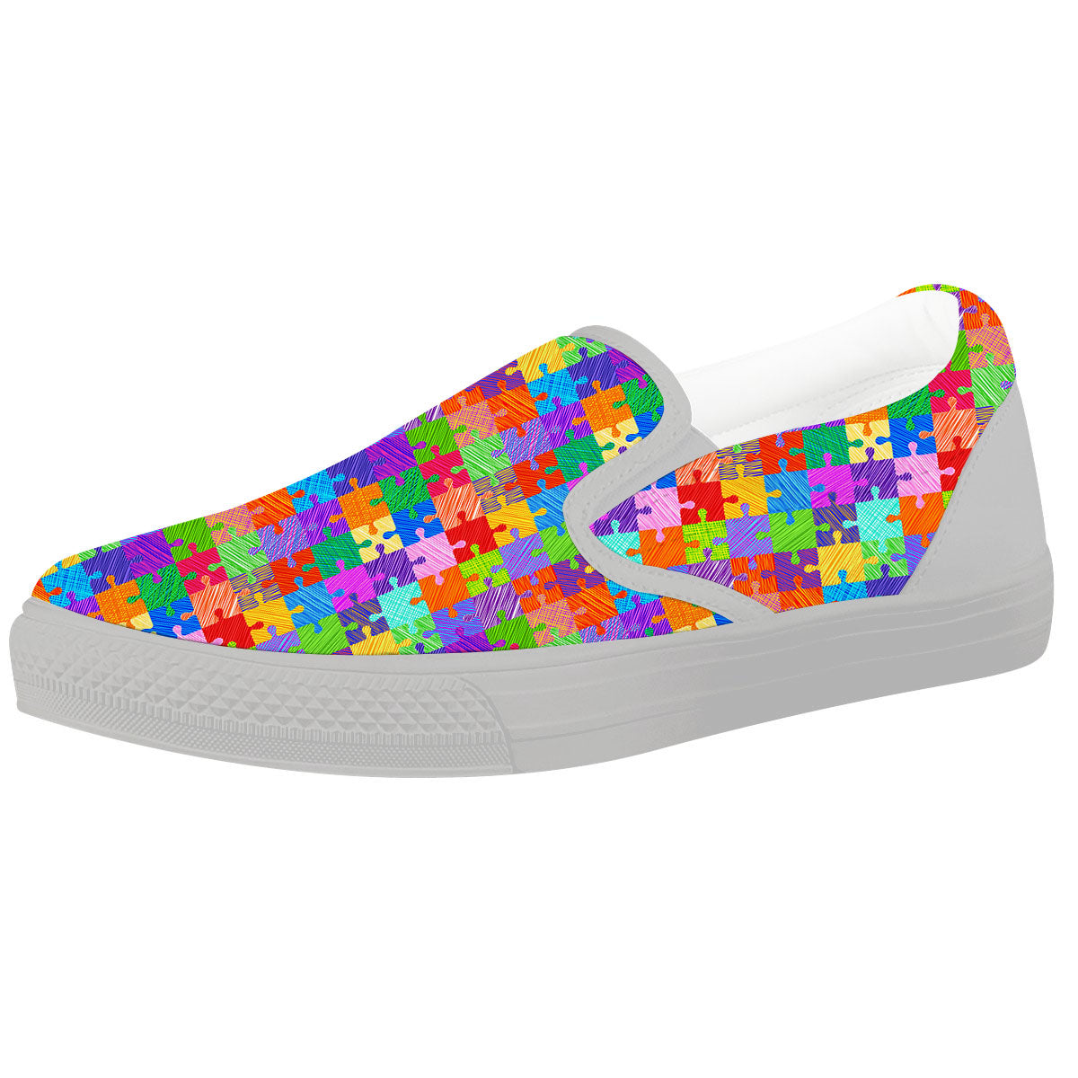 Drawing Autism Awareness Print White Slip On Shoes-grizzshop